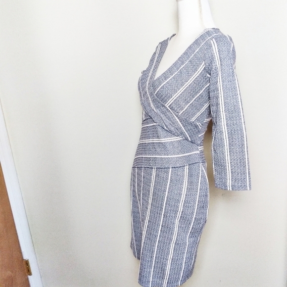 Anthropologie Maeve Blue and White Faux Wrap Dress - Picture 3 of 7